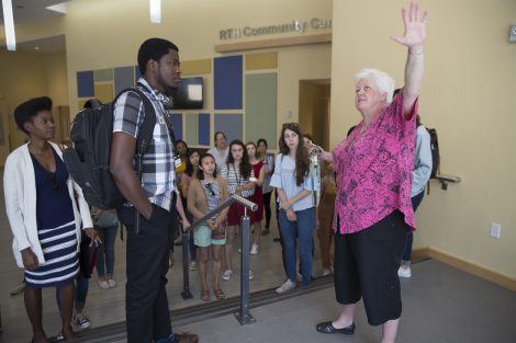 New students touring Mission Hill