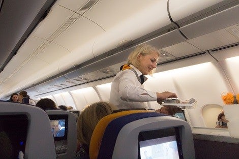 Flight attendant serving