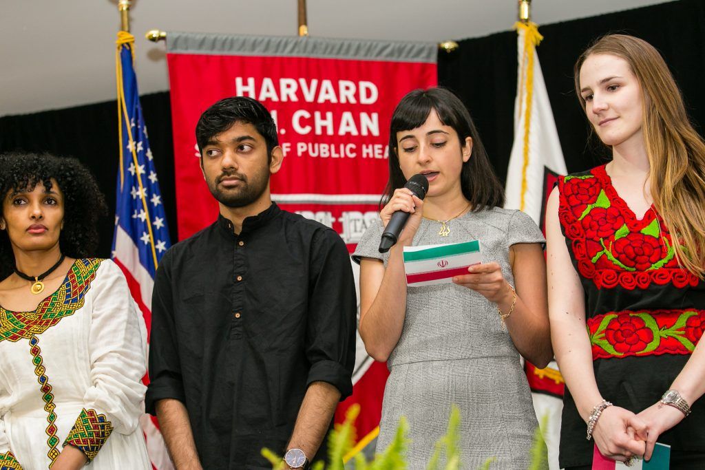 Students announcing at award ceremony