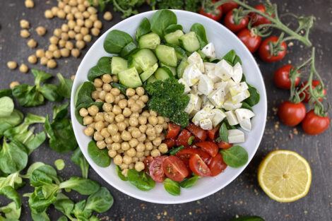 Colorful healthy chickpea salad