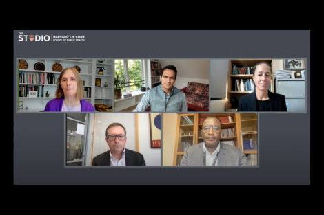 Screenshot of speakers at the virtual event