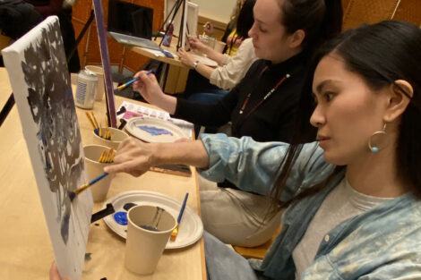 Students take a study break with ‘meditative painting’