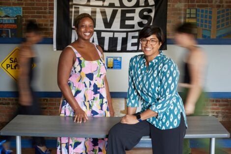 Shoba Ramanadhan, assistant professor of social and behavioral sciences, pictured with her co-researcher Davine Holness, behavioral health services manager at Boston GLASS