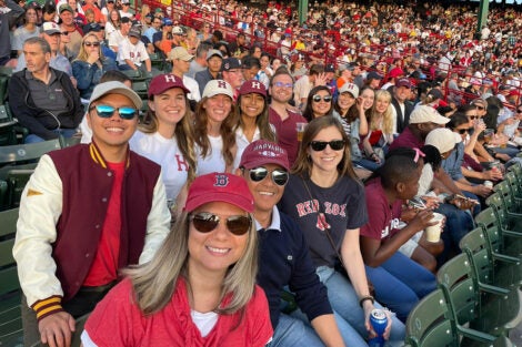 Students in the MPH-EPI Class of 2024 attend a Red Sox game during their three-week on-campus session