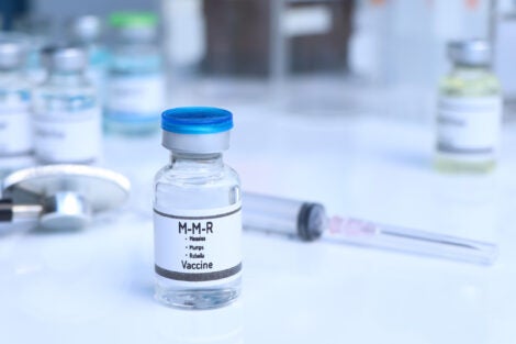 Measles, Mumps, Rubella vaccine in a vial