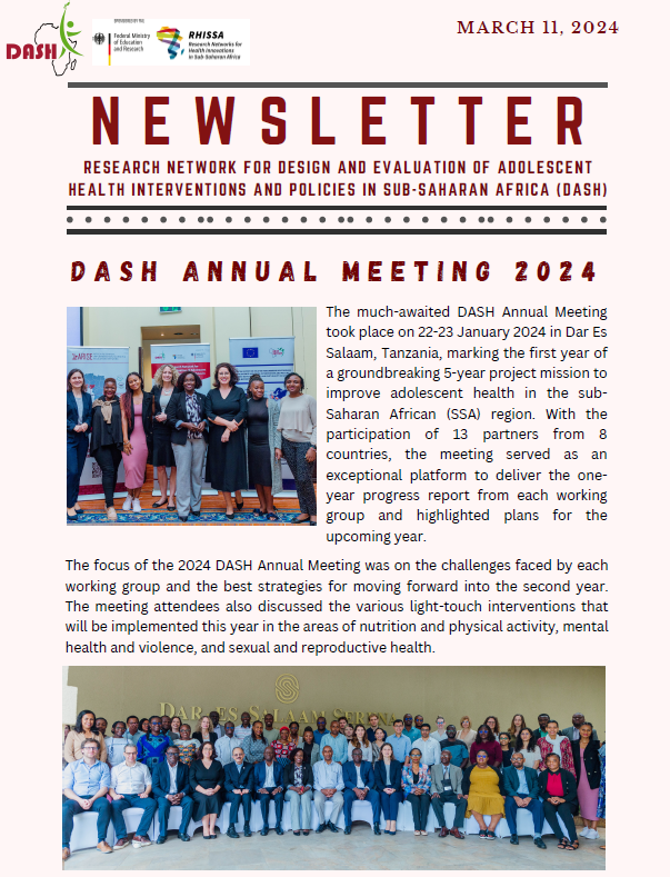 Screenshot of the cover of the DASH March 2024 Newsletter