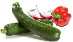 zucchini, garlic, and red pepper