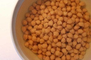 bowl of submerged chickpeas