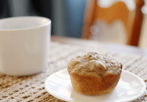 Whole Wheat Banana Walnut Muffin and a cup of coffee