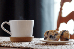 blueberry muffin with coffee cup
