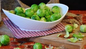 raw brussels sprouts in a dish