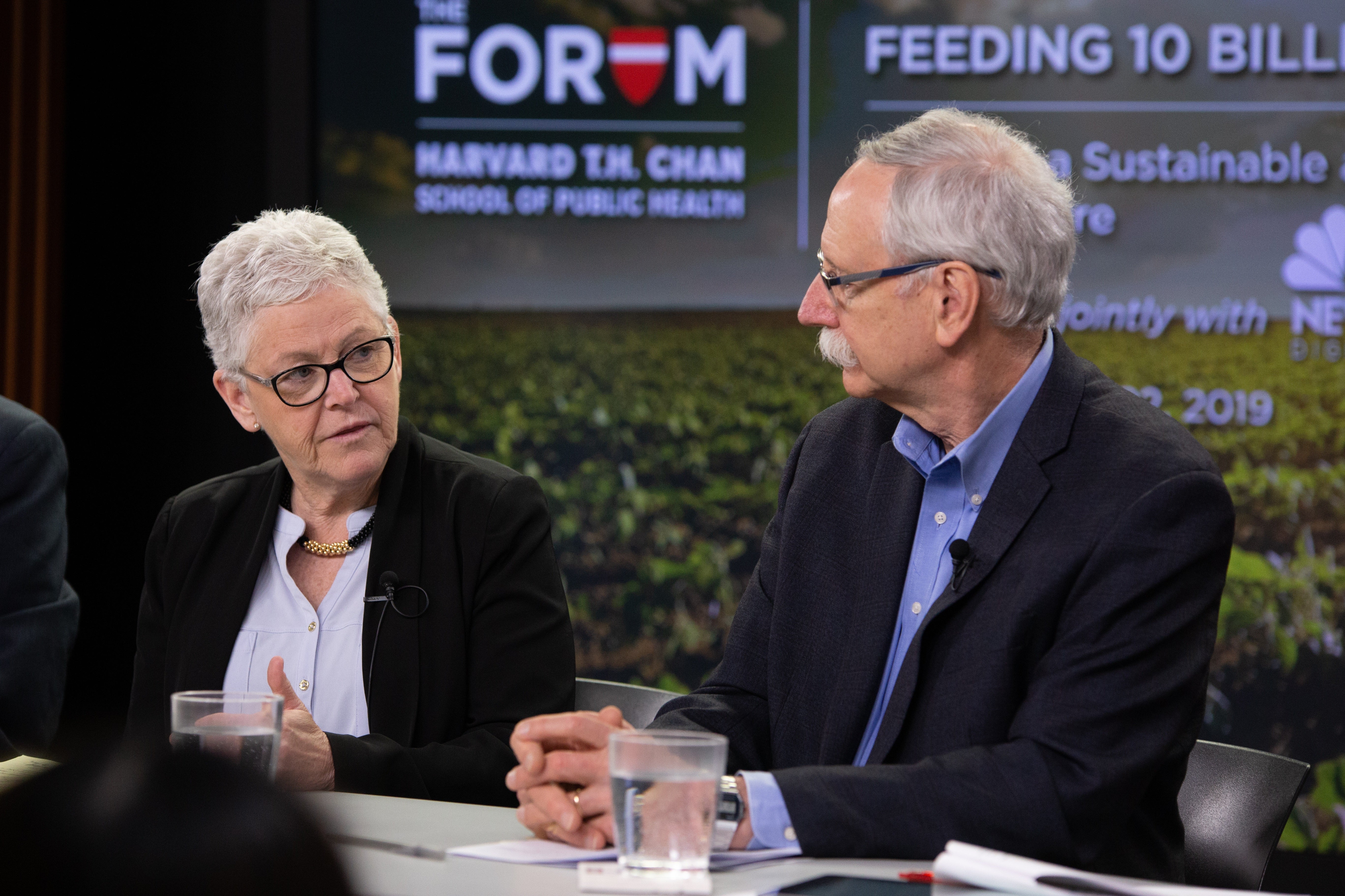 Gina McCarthy, 13th Administrator of the EPA; Professor of the Practice of Public Health in the Department of Environmental Health at Harvard T.H. Chan School of Public Health and Director of the Center for Climate, Health, and the Global Environment; Walter Willett, Professor of Epidemiology and Nutrition, Harvard T.H. Chan School of Public Health