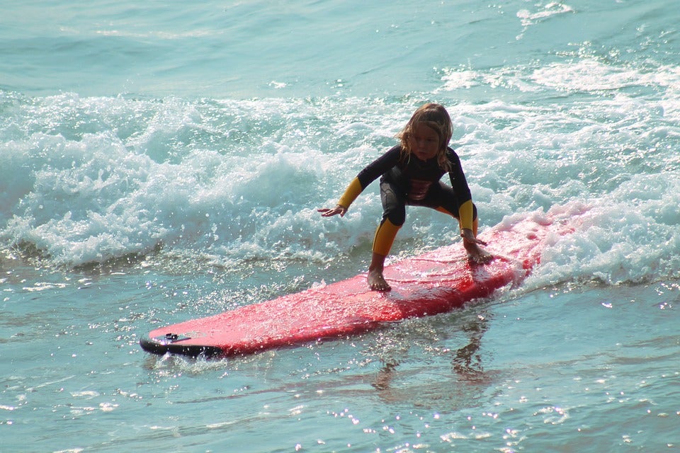 Surfing at the beach