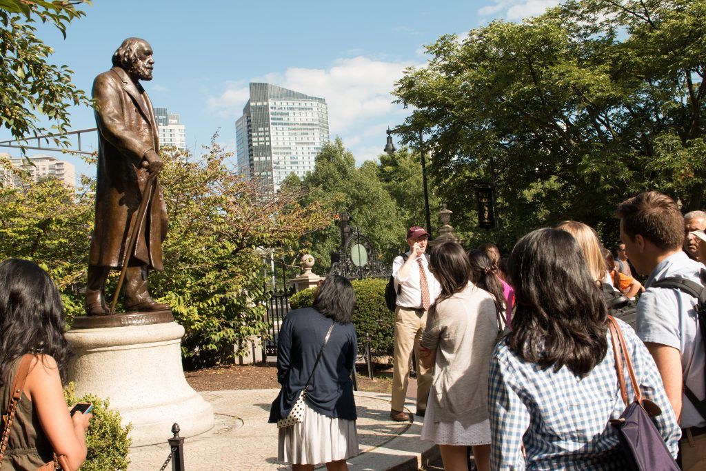 Students explore the Freedom Trail with a Public Health emphasis, led by Dr. John McDonough.