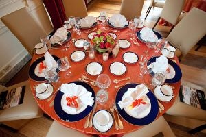 Formal table setting at the dinner party