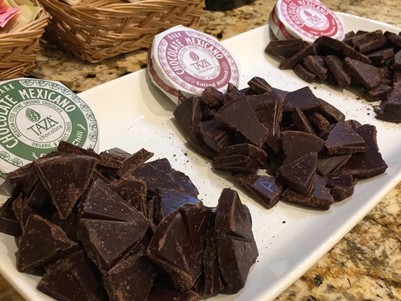 Taza chocolate is displayed for tasting