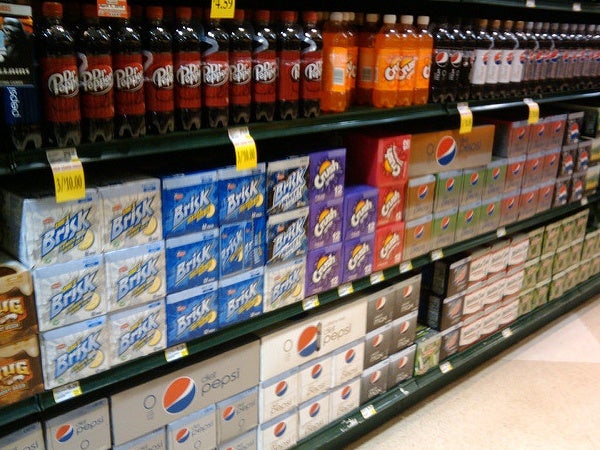 sodas on display in store