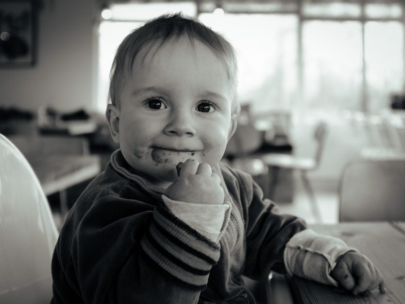 picture of a baby eating