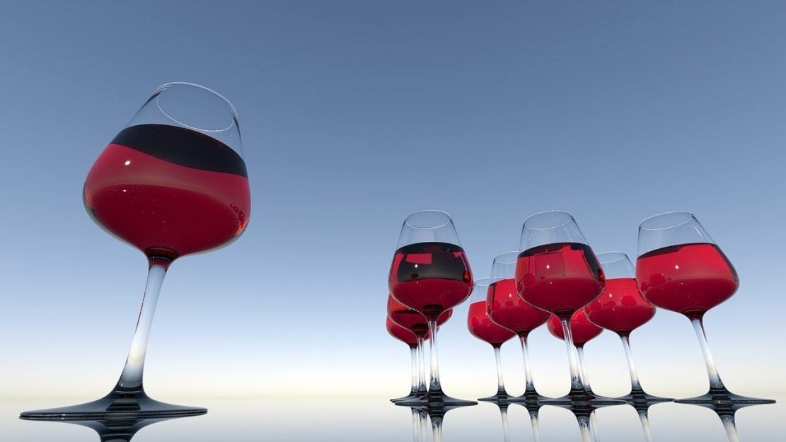 Multiple glasses of red wine