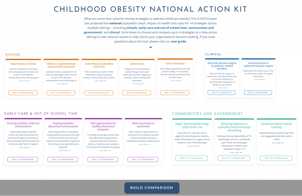 Screenshot of the CHOICES Childhood Obesity National Action Kit