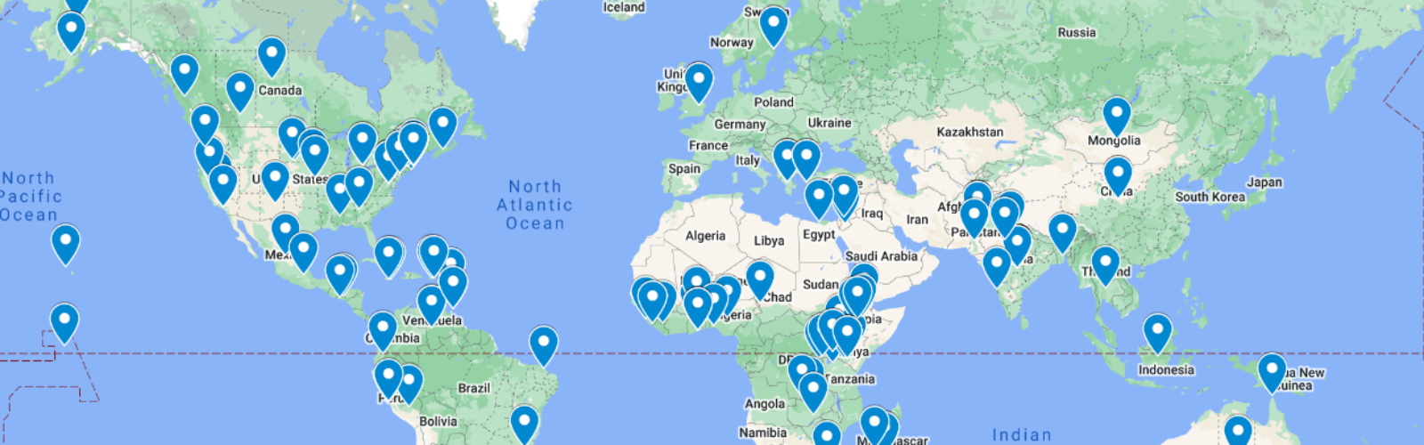 Interactive Rose Service Learning Fellowship Map