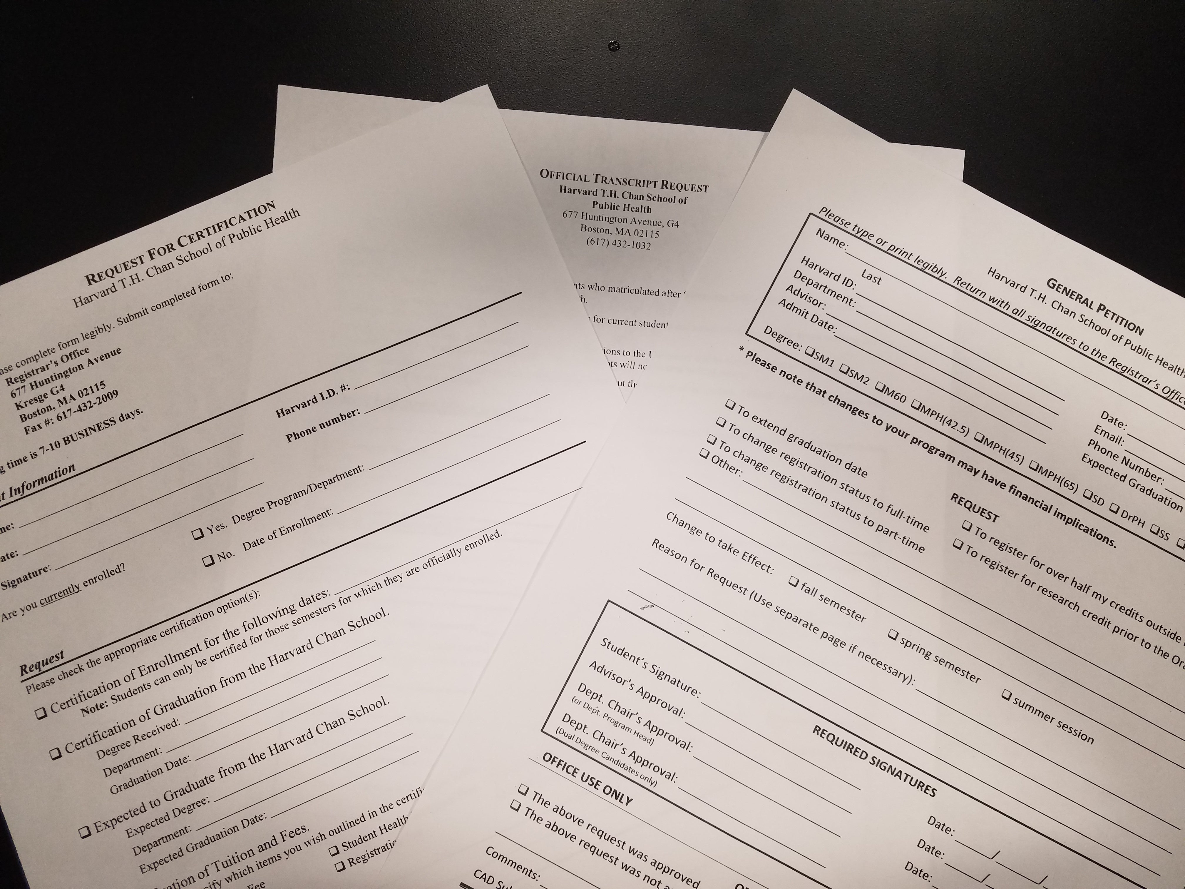 Photo of Registrars Office Forms