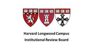 Harvard Medical School, Harvard Dental School and Harvard T.H. Chan School of Public Health Shields - text under shields "Harvard Longwood Campus Institutional Review Board"