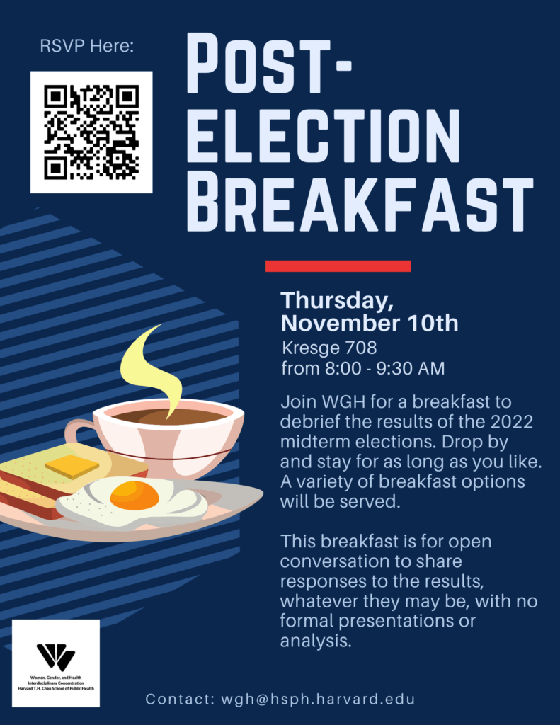 Flyer with text about the WGH post-election breakfast event. The included text can also be found in the body text on the event page.
