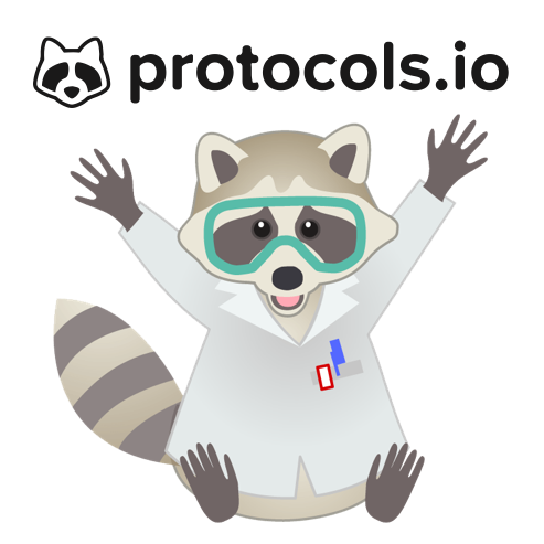 protocols.io logo with racoon cartoon