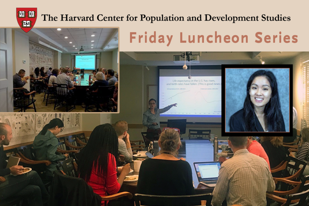 Collage of Friday Lunch Seminars taking place at the Harvard Pop Center