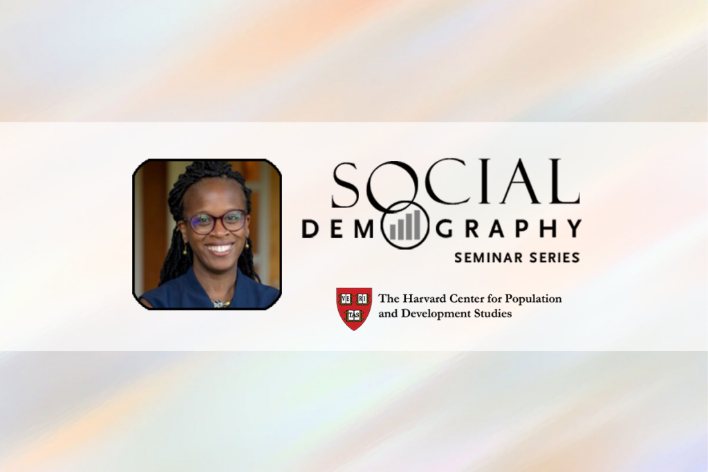Head shot of Fenaba R. Addo and Social Demography Seminar Logo