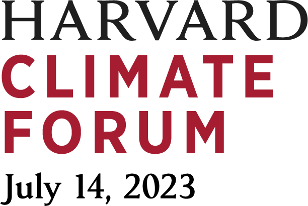 Text reads "Harvard Climate Forum, July 14, 2023"