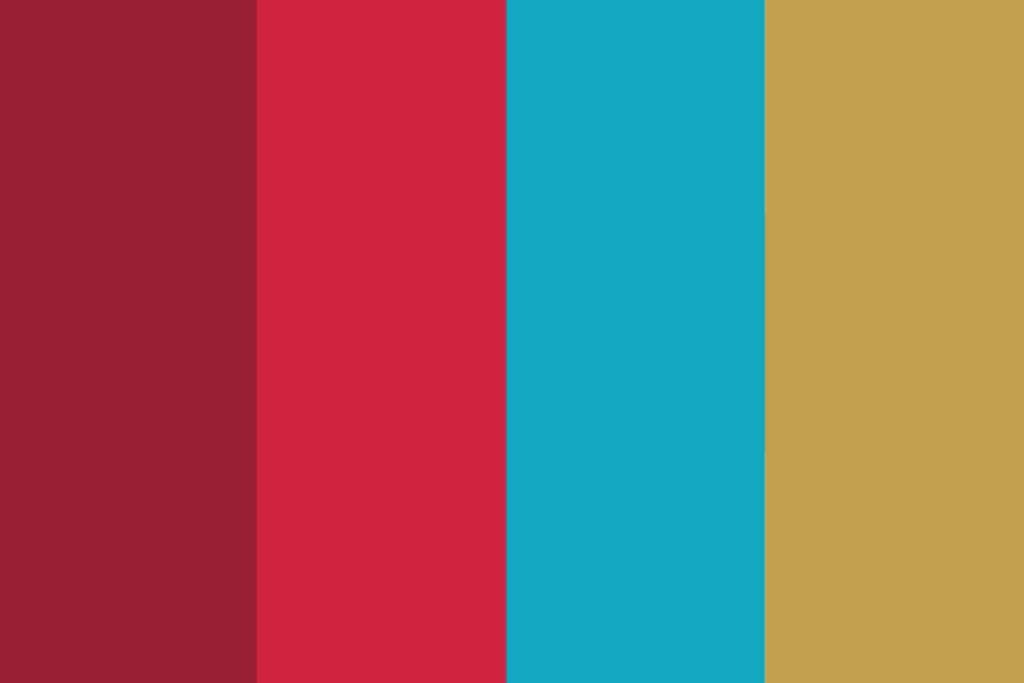 A striped rectangle of HMS' Diversity, Inclusion, and Community Partnerships colors - maroon, red, blue, and gold.