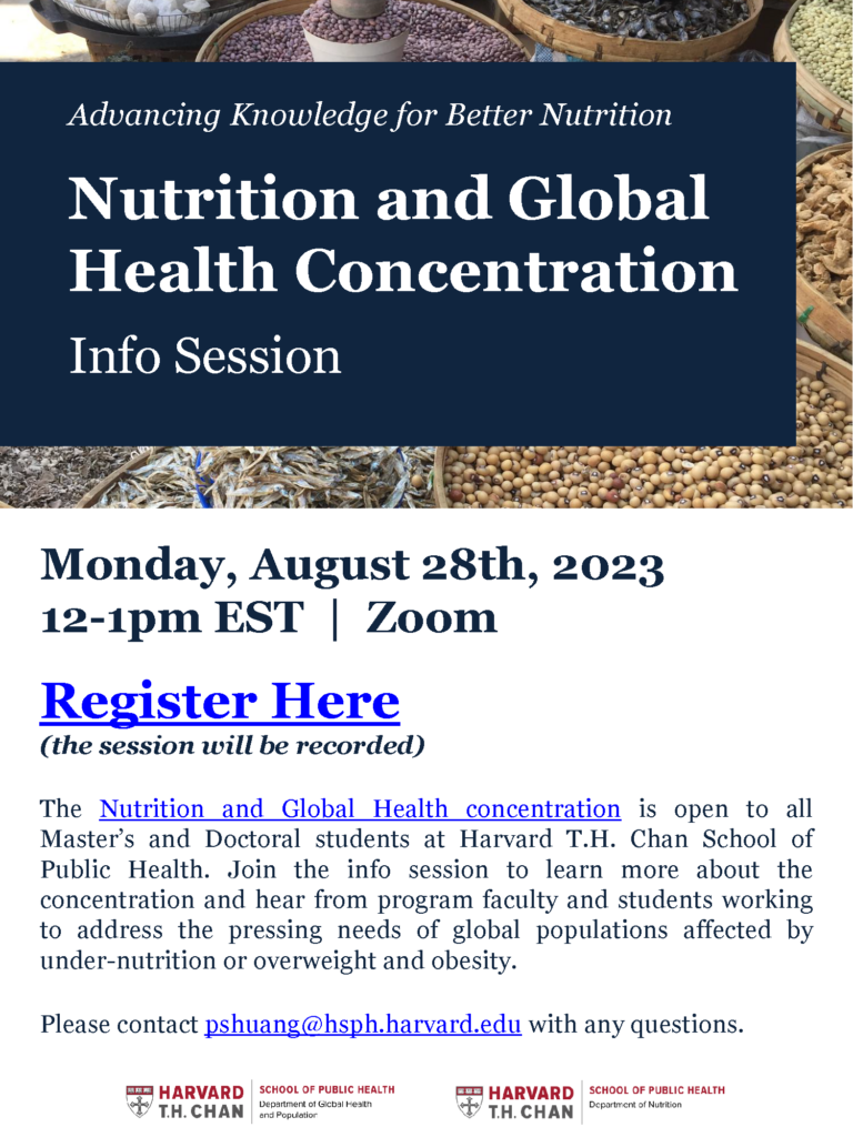 Nutrition and Global Health Concentration Info Session Promotional Flyer