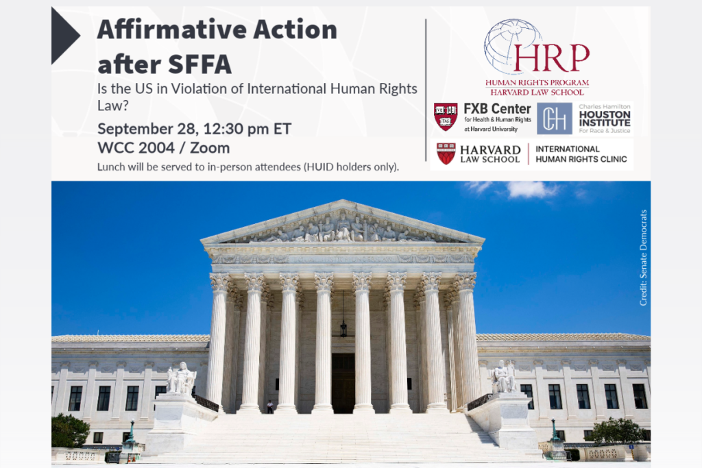 Affirmative Action after SFFA flier featuring image of the US Supreme Court