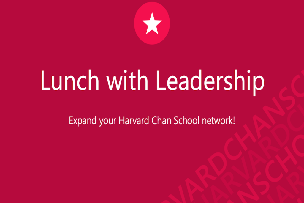 Lunch with Leadership text in white on red background with red circle and white star