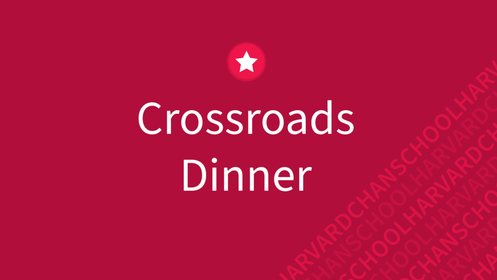 Crossroads Dinner in white text against Crimson Background