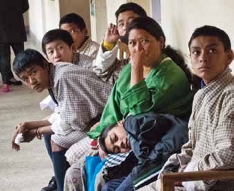 Patients wait for treatment at the Bali Basic Health Unit, in the Haa District of western Bhutan.