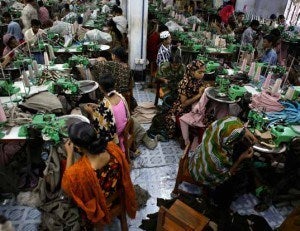 Sweat shops similar to this garment factory in Bangladesh frequently employ bonded laborers, including children.