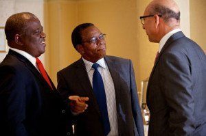 From left: Majozi Vincent Sithole of Swaziland, Timothy Thahane of Lesotho, and Trevor Manuel of South Africa at an October 2013 roundtable for African finance ministers on ways to boost health systems