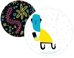 Nano Man with phone illustration