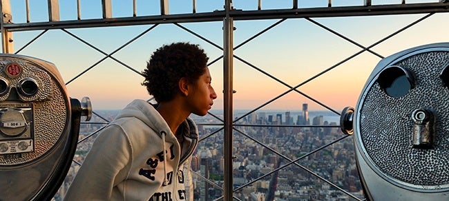 Teen looking over skyline