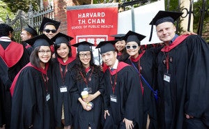Students at the morning Commencement ceremony in Harvard Yard