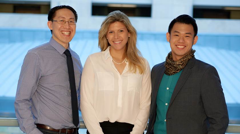 From left, nanocourse instructors Stephen Sy, Emily Burger, and Christian Suharlim.