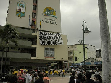 Abortion rights protest in Machala, Ecuador