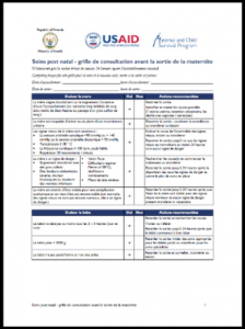 Maternal and Child Survival Program’s postnatal care pre-discharge checklist and poster