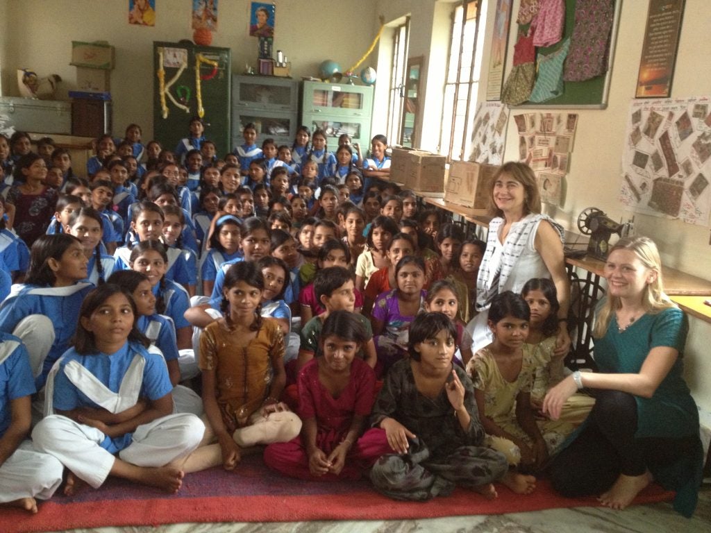 Program Director Jacqueline Bhabha and Research Associate Orla Kelly at a school in Rajasthan, India.